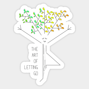 Autumn tree practicing yoga comic drawing Sticker